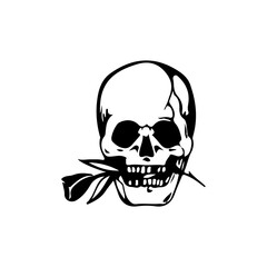 vector illustration of a skull with roses