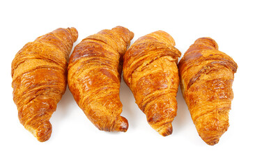 fresh tasty croissants isolated on white background