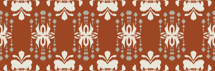 Fototapeta na wymiar Ikat frame batik textile seamless pattern digital vector design for Print saree Kurti Borneo Fabric border brush symbols swatches party wear