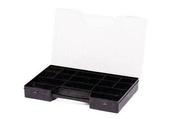 Old plastic box isolated on white