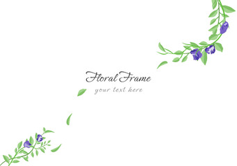 beautiful butterfly pea floral frame background ep04