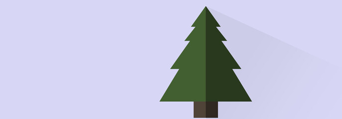 Fototapeta premium Big Green Christmas Tree with Shadow on Light Blue Backgrounds whth Copy Space. Paper Style