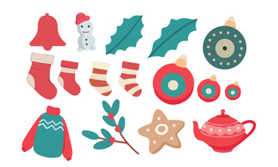 Flat Christmas icons set