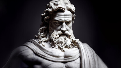 Fototapeta na wymiar Illustration of a Renaissance marble statue of Zeus, king of the gods, who was also the god of the sky and thunder. Zeus in Greek mythology is known as Jupiter in Roman mythology.