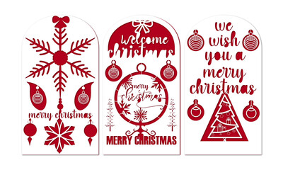 Naklejka na ściany i meble Merry Christmas and new happy year 2 layer greeting card illustration bundle.