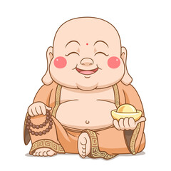 Cartoon character of happy Buddha.