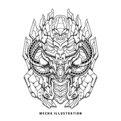 Fototapeta premium Vector illustration of cyborg mecha robot design for merchandise