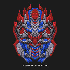 Cyborg illustration design with detail vector artwork