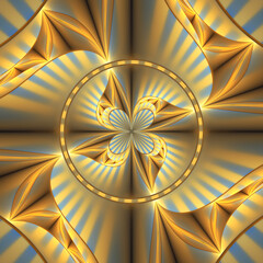 Abstract fractal art background which perhaps suggests shiny gold and blue jewellery.