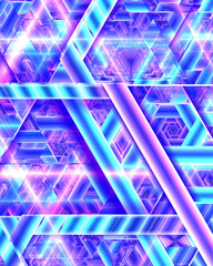 Abstract fractal art, like a triangular labyrinth of neon tubes.