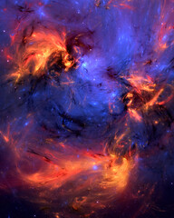 Abstract fractal art background which suggests a nebula and stars in outer space. © synthetick