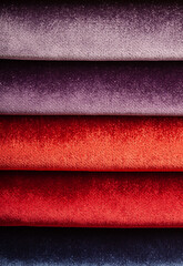A palette of fabric samples for upholstery, curtains, pillows. The choice of textiles in the...