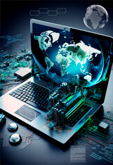 Computadora del futuro para documentar el concepto de gesti&oacute;n, base de datos de documentaci&oacute;n en l&iacute;nea y sistema o software de almacenamiento de archivos digitales