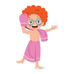 Little boy wearing bathrobe standing with towel vector image