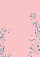 Vector. Merry Christmas and Happy New Year floral background, copy space for your text. Rustic vertical frame template for Christmas cards, wedding invitations, party invitation. Hand-drawn sketch.