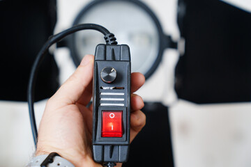switch of Studio halogen constant light illuminator. equipment for the photo studio