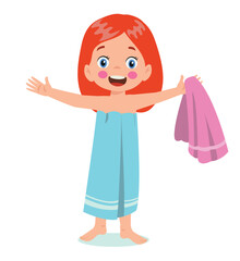Little boy wearing bathrobe standing with towel vector image