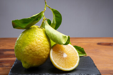 Lemon citron cedrate or Citrus medica, large fragrant citrus fruit with thick rind