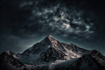 Fototapeta na wymiar snow covered mountains,mount hood state,snow covered mountain,snow covered mountains in winter,mountains in the night,landscape in the night,the galaxy