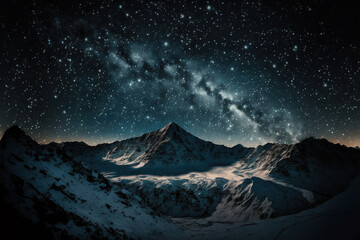 Fototapeta na wymiar snow covered mountains,mount hood state,snow covered mountain,snow covered mountains in winter,mountains in the night,landscape in the night,the galaxy