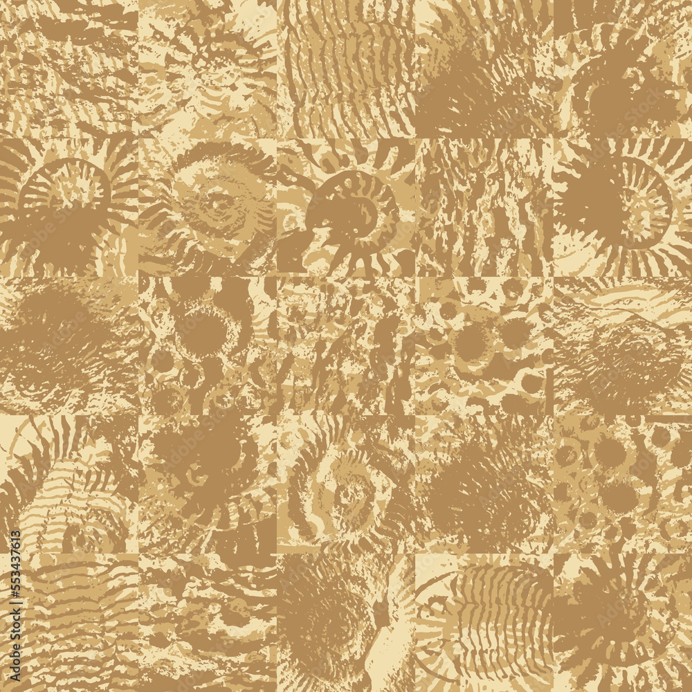 Leinwandbilder vector abstact seamless pattern background with sea stone texture with imprints of shells of ancient
