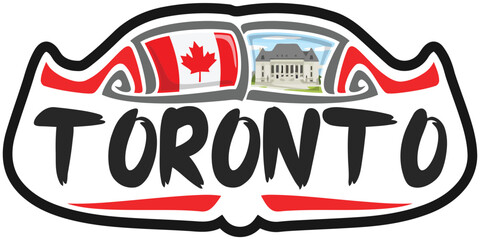 Toronto Canada Flag Travel Souvenir Sticker Skyline Logo Badge Stamp Seal Emblem Vector SVG EPS