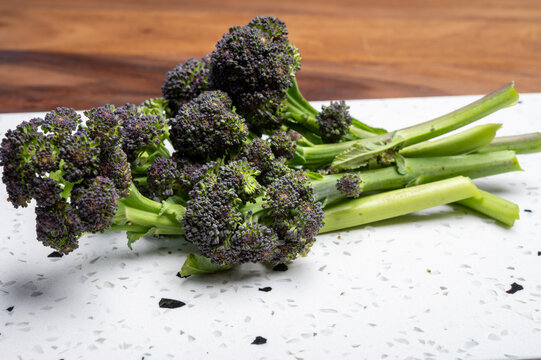 Dark green stems of bimi asparagus broccoli vegetables