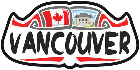 Vancouver Canada Flag Travel Souvenir Sticker Skyline Logo Badge Stamp Seal Emblem Vector SVG EPS