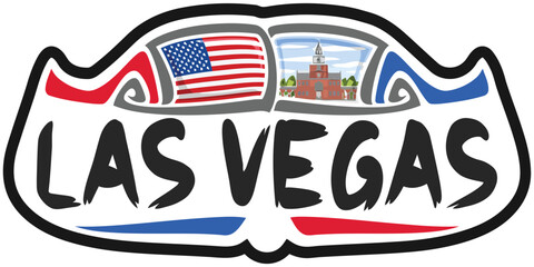 Las Vegas USA United States Flag Travel Souvenir Sticker Skyline Logo Badge Stamp Seal Emblem Vector