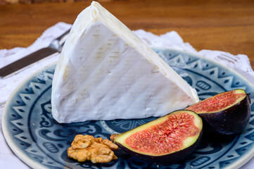 Cheese collection, French brie de Meaux cheese from Seine-et-Marne region with white mold