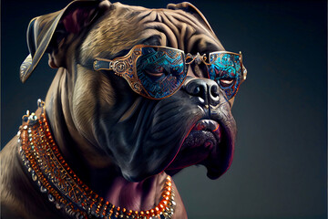 Generative AI abstract render of a gangsta dog