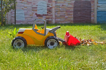 toy truck with leaves