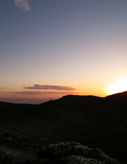 Beautiful sunset over extinct volcano Montana Roja, Lanzarote.