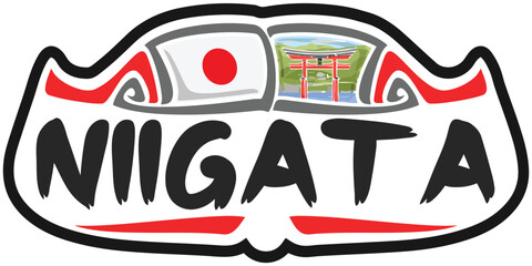 Niigata Japan Flag Travel Souvenir Sticker Skyline Landmark Logo Badge Stamp Seal Emblem SVG EPS