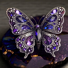 purple butterfly crystal, decoration, jewellery