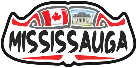 Mississauga Canada Flag Travel Souvenir Sticker Skyline Landmark Logo Badge Stamp Seal Emblem EPS