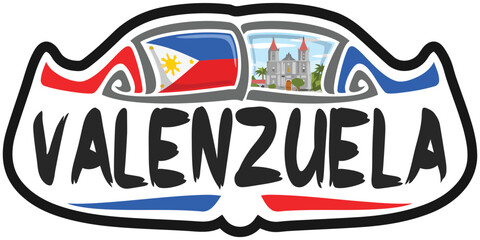 Valenzuela Philippines Flag Travel Souvenir Sticker Skyline Landmark Logo Badge Stamp Seal Emblem