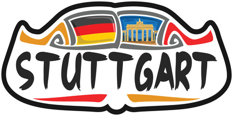 Stuttgart Germany Flag Travel Souvenir Sticker Skyline Landmark Logo Badge Stamp Seal Emblem SVG EPS