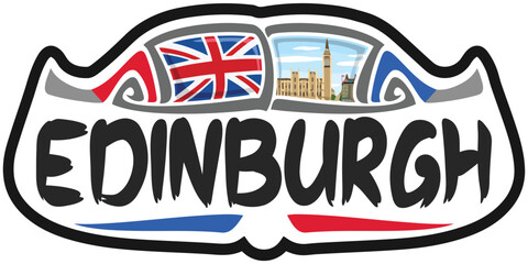 Edinburgh UK United Kingdom Flag Travel Souvenir Sticker Skyline Landmark Logo Badge Stamp Seal