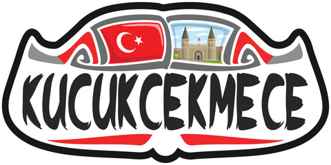 Kucukcekmece Turkey Flag Travel Souvenir Sticker Skyline Landmark Logo Badge Stamp Seal Emblem EPS