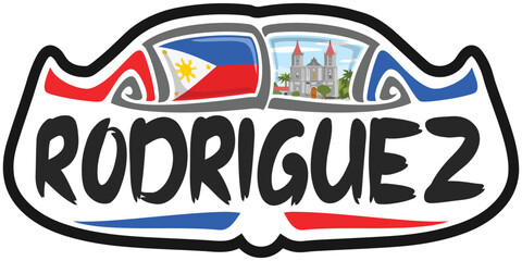 Rodriguez Philippines Flag Travel Souvenir Sticker Skyline Landmark Logo Badge Stamp Seal Emblem EPS