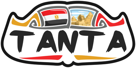 Tanta Egypt Flag Travel Souvenir Sticker Skyline Landmark Logo Badge Stamp Seal Emblem SVG EPS