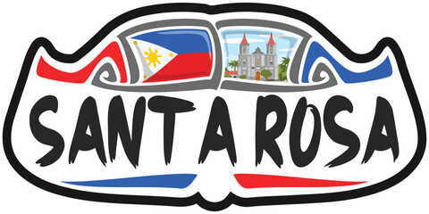 Santa Rosa Philippines Flag Travel Souvenir Sticker Skyline Landmark Logo Badge Stamp Seal Emblem