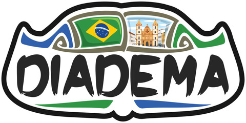 Diadema Brazil Flag Travel Souvenir Sticker Skyline Landmark Logo Badge Stamp Seal Emblem SVG EPS