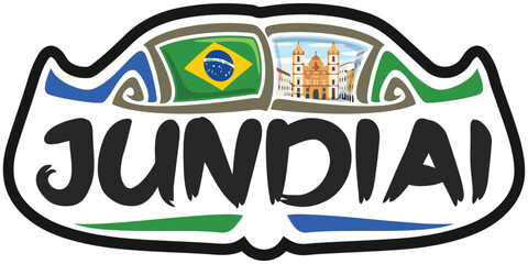 Jundiai Brazil Flag Travel Souvenir Sticker Skyline Landmark Logo Badge Stamp Seal Emblem SVG EPS