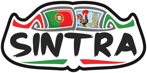 Sintra Portugal Flag Travel Souvenir Sticker Skyline Landmark Logo Badge Stamp Seal Emblem EPS