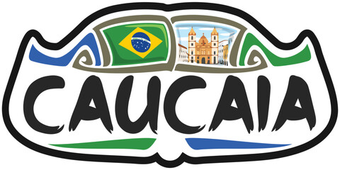 Obraz na płótnie Canvas Caucaia Brazil Flag Travel Souvenir Sticker Skyline Landmark Logo Badge Stamp Seal Emblem EPS