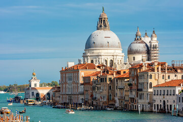 Fototapeta na wymiar Santa Maria della Salute basilica and Grand canal, Venice, Italy