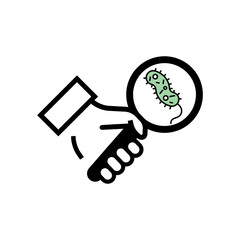bacteria and virus under magnifying glass. viruses, infection germs and disease bacteria. vector.

