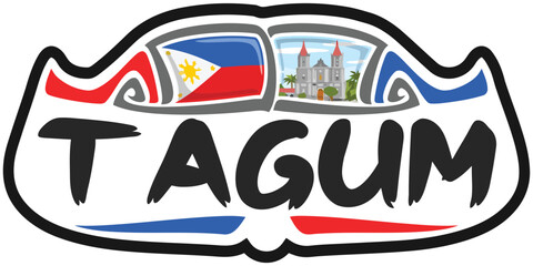 Tagum Philippines Flag Travel Souvenir Sticker Skyline Landmark Logo Badge Stamp Seal Emblem EPS